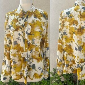 Holding Horses long blouse top rolled sleeves sheer cotton Sz 14